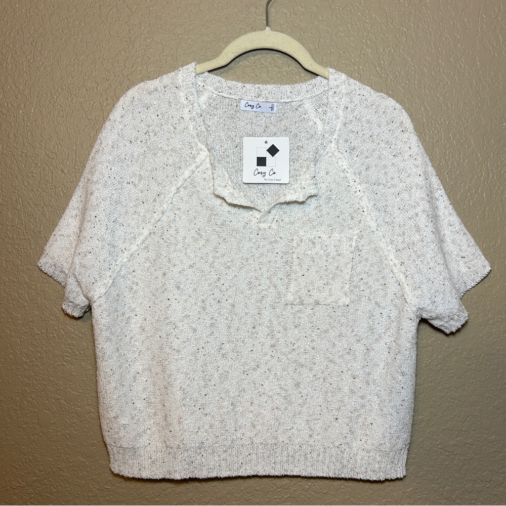NWT Cozy Co Lightweight Knit Mélange Sweater Top in Oatmeal Size Small